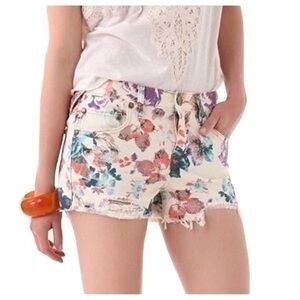 Free People Floral Jean Shorts - Multicolor